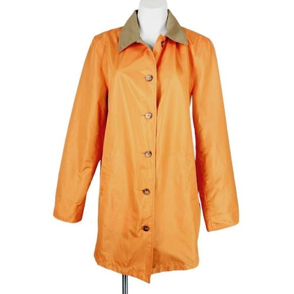Orvis reversible button front jacket orange tan Size medium - Picture 5 of 12